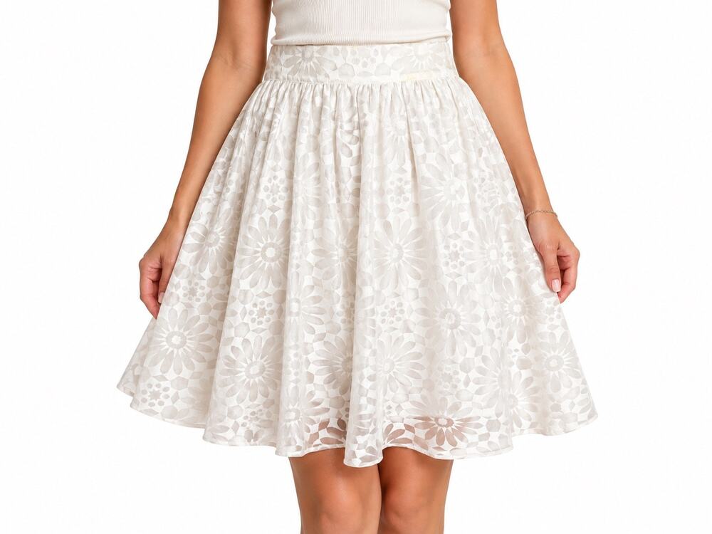 Elizabeth And James Floral Full Skirt 8 White Geometric Romantic Fairy Coquette